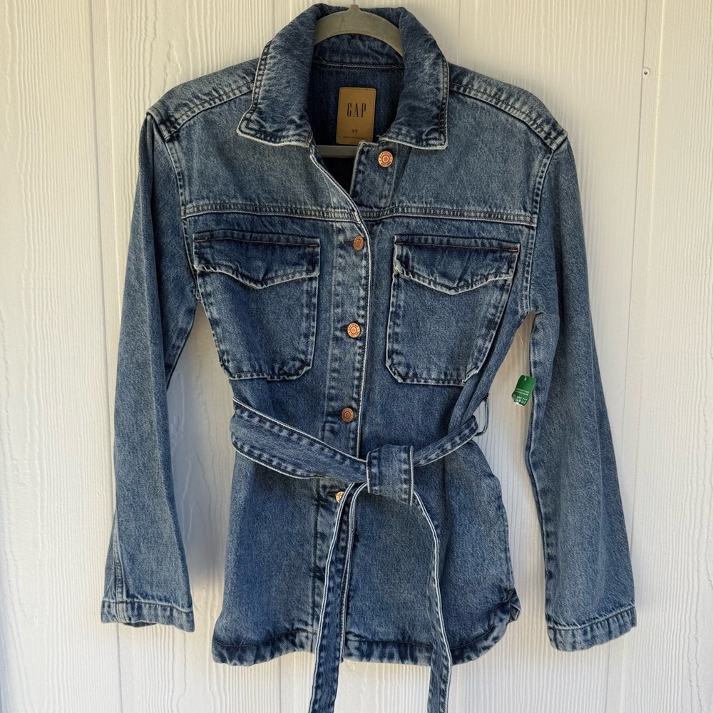 GAP Women's Belted Blue Jean Jacket
